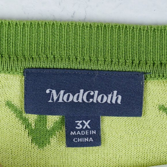 Modcloth Green Sweater with Pink Floral Design - Picture 3 of 4